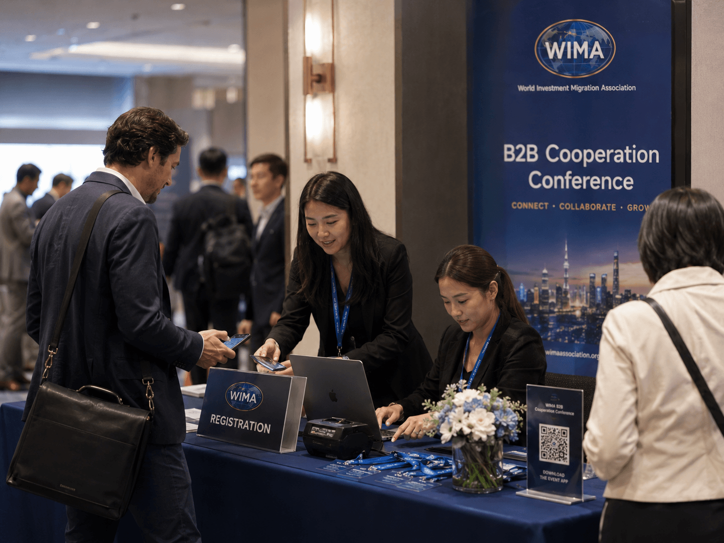 WIMA B2B cooperation conference reception desk