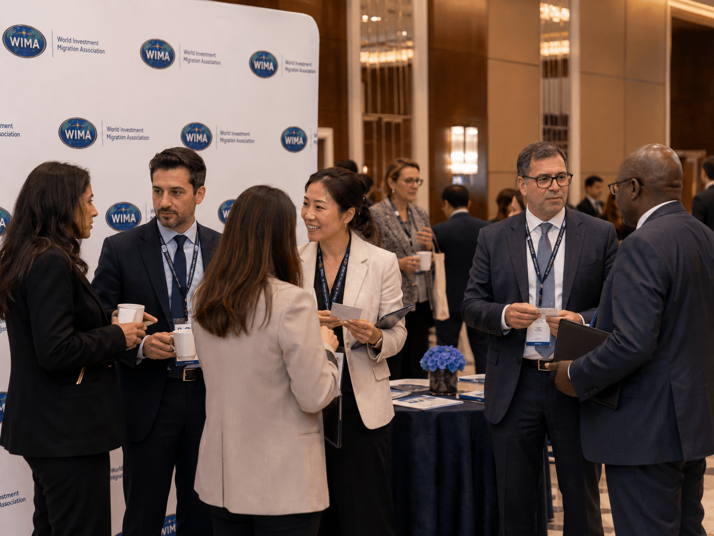 WIMA delegates networking in a formal event space