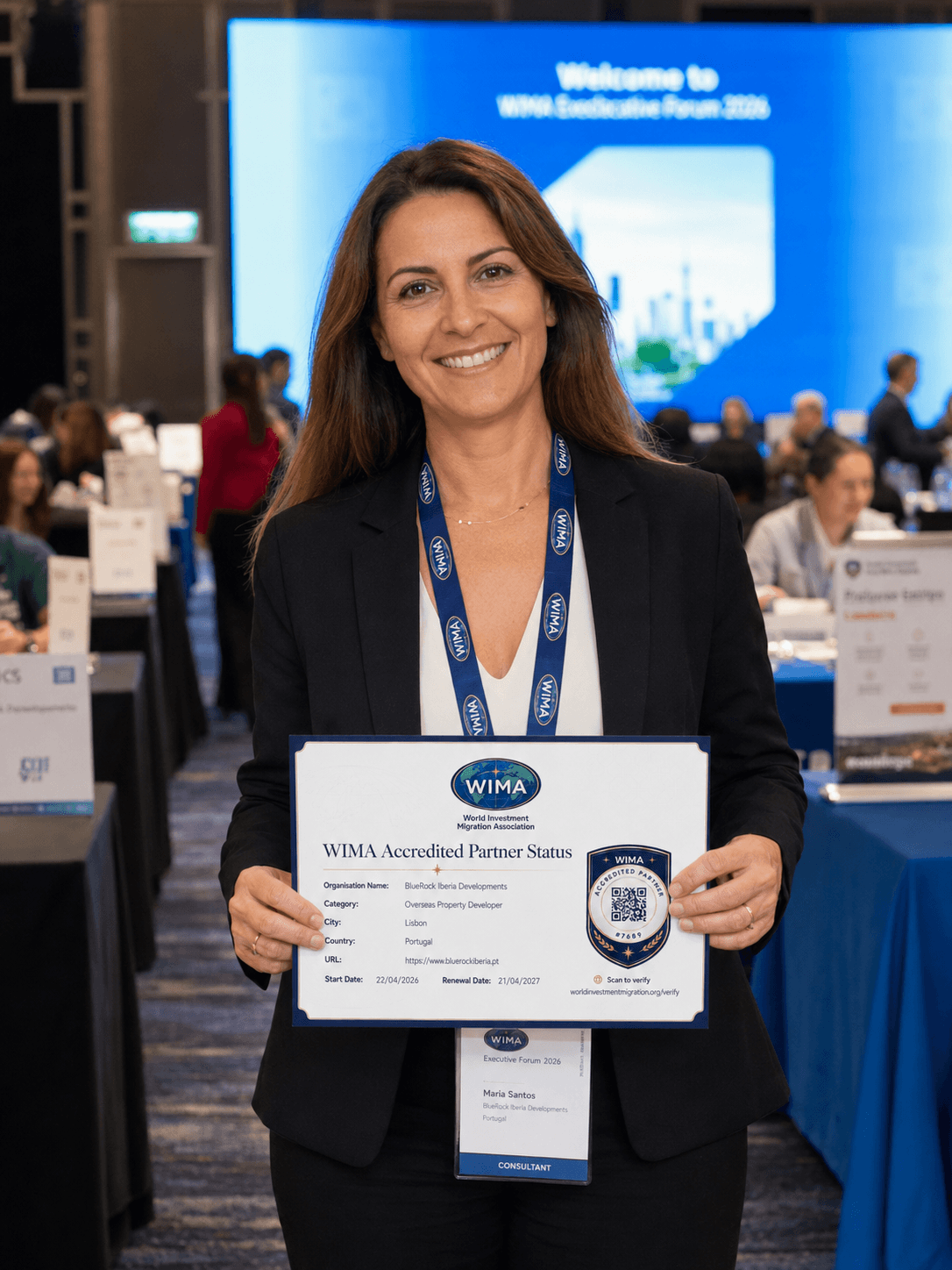 WIMA Accredited Partner Status certificate holder at a WIMA event